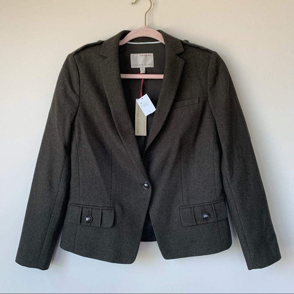 Banana Republic NWT Heritage Collection Military Blazer Green Brown Size 4